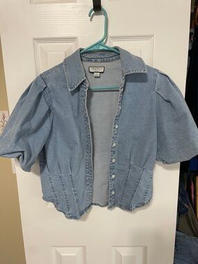 bagatelle Light Blue Denim Button-Up Top